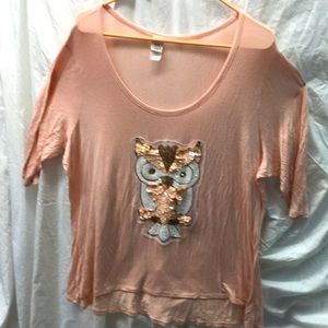 LA Teez owl stretchy top sz 3x